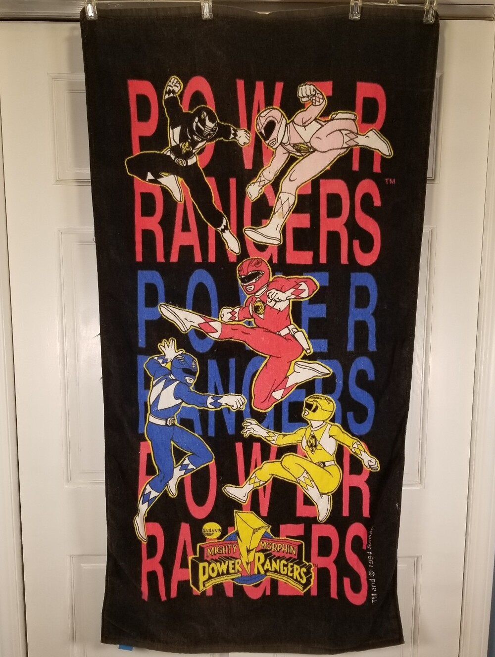 Vintage 1994 Saban Mighty Morphin Power Rangers Beach Towel Swimming Retro